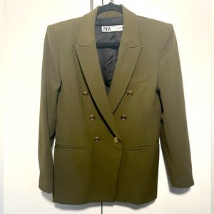 Zara - khaki green double breasted blazer. EUC size M